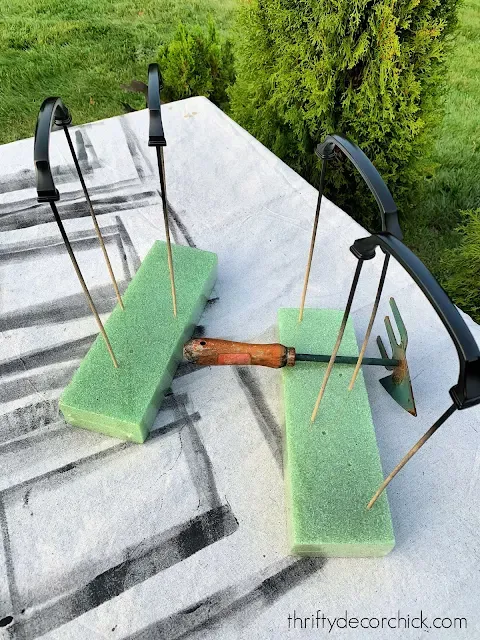 hardware on wood sticks for spray painting